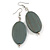 Antique Grey Painted Wood Oval Drop Earrings - 70mm Long - view 4