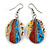 55mm L/Multicoloured Oval Shape Sea Shell Earrings/Handmade/ Slight Variation In Colour/Natural Irregularities