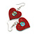 50mm L/Red/Abalone Heart Shape Sea Shell Earrings/Handmade/ Slight Variation In Colour/Natural Irregularities - view 2