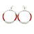 60mm Brick Red Glass and White Faux Pearl Bead Large Hoop Earrings in Silver Tone - 80mm L - view 4