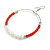 60mm Brick Red Glass and White Faux Pearl Bead Large Hoop Earrings in Silver Tone - 80mm L - view 6