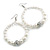 55mm Large White Faux Pearl Bead Hoop Earrings in Siver Tone - 85mm Drop