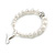 55mm Large White Faux Pearl Bead Hoop Earrings in Siver Tone - 85mm Drop - view 4