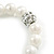 55mm Large White Faux Pearl Bead Hoop Earrings in Siver Tone - 85mm Drop - view 5