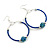 50mm Large Blue Glass Bead Hoop Earrings in Silver Tone - 75mm Drop - view 2