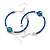 50mm Large Blue Glass Bead Hoop Earrings in Silver Tone - 75mm Drop - view 5