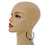 50mm Large Blue Glass Bead Hoop Earrings in Silver Tone - 75mm Drop - view 3
