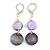 Purple/ Grey Black Shell Bead Drop Earrings In Silver Tone - 55mm L - view 4