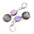 Purple/ Grey Black Shell Bead Drop Earrings In Silver Tone - 55mm L - view 5