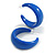 Blue Acrylic Half Hoop Earrings - 37mm Diameter