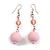 Pastel Pink Glass and Resin Beaded Drop Earrings - 60mm Long