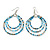 Triple Hoop Glass Bead Earrings Light Blue/Cream/Peacock - 75mm Long - view 5