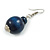 Dark Blue Double Wood Bead Drop Earrings - 55mm Long - view 5