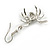 Crystal Spider Drop Earrings in Silver Tone - 45mm Long - view 6