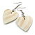 White Wood Grain Heart Drop Earrings - 60mm L