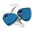 Blue Cut Out Heart Wooden Drop Earrings - 55mm Long - view 5