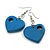 Blue Cut Out Heart Wooden Drop Earrings - 55mm Long - view 7
