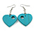 Pastel Turquoise Cut Out Heart Wooden Drop Earrings - 55mm Long - view 4