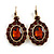Oval Amber/Topaz Coloured Crystal Drop Earrings with Leverback Closure In Gold Tone - 40mm L