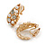 Clear Crystal White Faux Pearl Leaf Clip On Earrings in Gold Tone - 25mm Tall - view 2