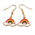 Multicoloured Enamel Rainbow Drop Earrings in Gold Tone - 35mm L - view 2