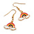 Multicoloured Enamel Rainbow Drop Earrings in Gold Tone - 35mm L