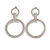 Statement Double Circle Crystal Drop Earrings in Silver Tone - 65mm Long