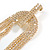 Breathtaking Crystal Fringe Dangle Earrings in Gold Tone - 11cm Long - view 4