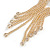 Breathtaking Crystal Fringe Dangle Earrings in Gold Tone - 11cm Long - view 8