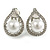Clear Crystal White Faux Pearl Teardrop Clip On Earrings in Silver Tone - 22mm Tall