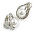 Clear Crystal White Faux Pearl Teardrop Clip On Earrings in Silver Tone - 22mm Tall - view 4