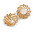 Faux Cat Eye Stone Flower Clip On Earrings In Gold Tone Metal - 23mm Diameter - view 2