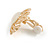 Faux Cat Eye Stone Flower Clip On Earrings In Gold Tone Metal - 23mm Diameter - view 4