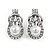 Clear Crystal White Faux Pearl Loop Clip On Earrings in Silver Tone - 25mm Tall
