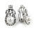 Clear Crystal White Faux Pearl Loop Clip On Earrings in Silver Tone - 25mm Tall - view 2
