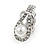 Clear Crystal White Faux Pearl Loop Clip On Earrings in Silver Tone - 25mm Tall - view 6
