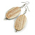 White Washed Wood Oval Drop Earrings - 70mm L