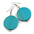 30mm Turquoise Washed Wood Coin Drop Earrings - 60mm - view 4