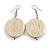 30mm White Washed Wood Coin Drop Earrings - 60mm L