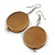 30mm Gold Bronze Painted Wood Coin Drop Earrings - 60mm L - view 4