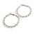 Medium Twisted Hoop Earrings with Faux Pearl Bead Element in Silver Tone/ 40mm Diameter - view 4
