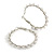 Medium Twisted Hoop Earrings with Faux Pearl Bead Element in Silver Tone/ 40mm Diameter