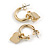 15mm D/Gold Tone Huggie Hoop Earrings with Heart Charm - view 4