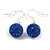 12mm D/Sapphire Blue Crystal Ball Drop Earrings In Silver Tone - 35mm Long - view 5