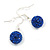 12mm D/Sapphire Blue Crystal Ball Drop Earrings In Silver Tone - 35mm Long - view 6