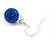 12mm D/Sapphire Blue Crystal Ball Drop Earrings In Silver Tone - 35mm Long - view 7