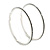 Oversized Slim Black Crystal Hoop Earrings In Silver Tone - 75mm Diameter