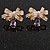 Gold Plated Clear/Amethyst CZ Bow Stud Earrings - 20mm Across - view 7