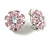 Pink/Clear Cz Flower Clip On Earrings in Silver Tone - 17mm Diameter - view 2