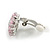 Pink/Clear Cz Flower Clip On Earrings in Silver Tone - 17mm Diameter - view 7